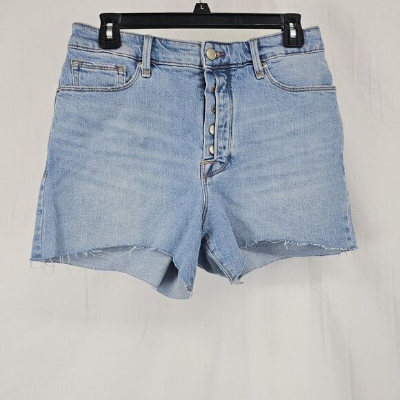 Good American Bombshell Shorts Indigo430 Size 8/29  3.5" Insm Exposed Button Fly - Picture 4 of 9